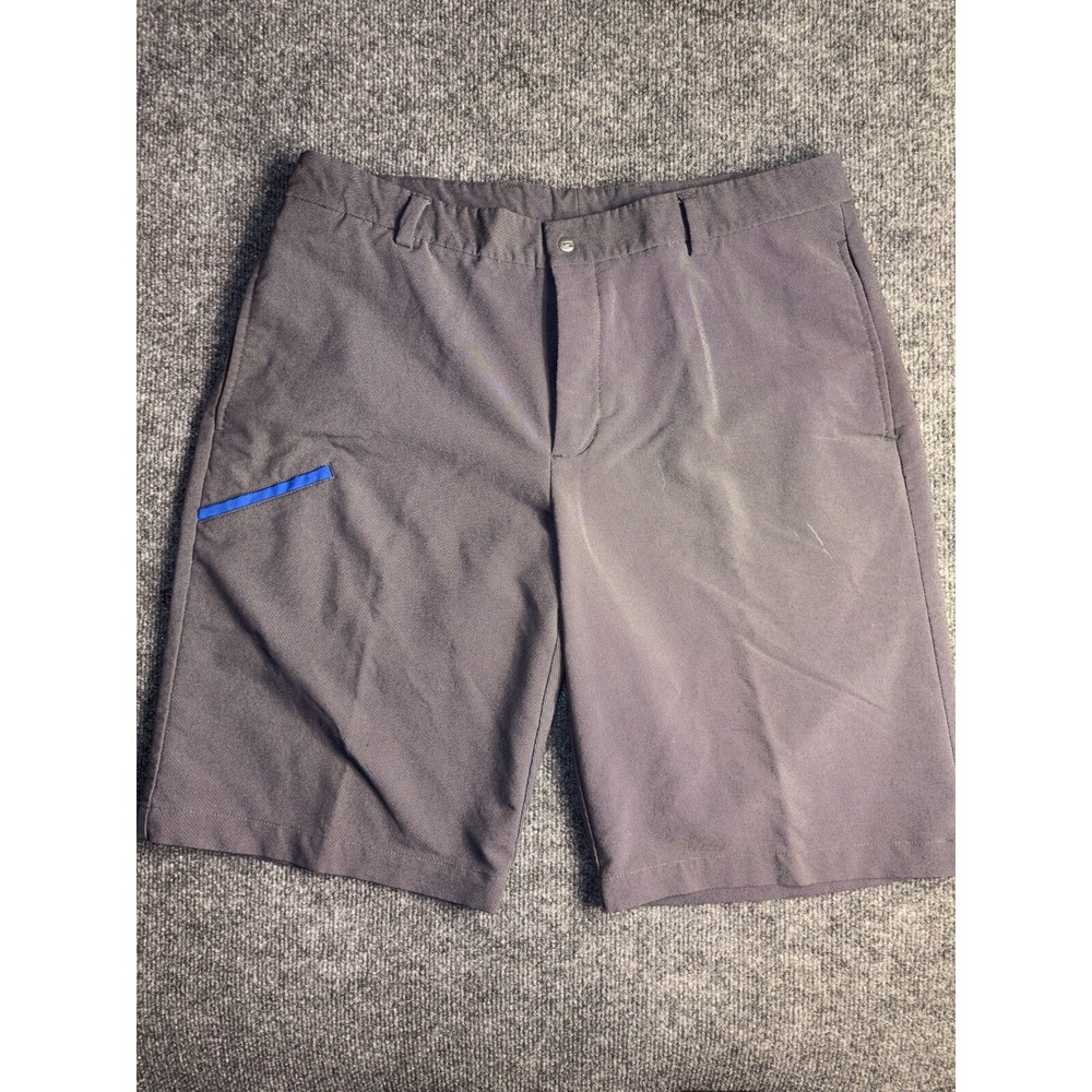 Slazenger Chino Shorts Men Size 34 Gray Solid Low Waist Mid Rise Embroidery Logo